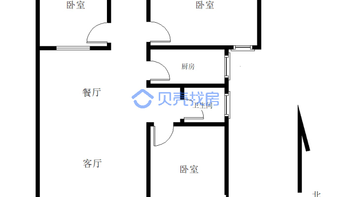 宏升国际8楼万达旁三室两厅地板地暖水电卫生间已装-户型图