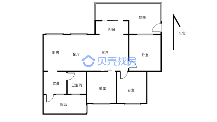 蓝光3室2厅2卫，小区安静，适合居住-户型图