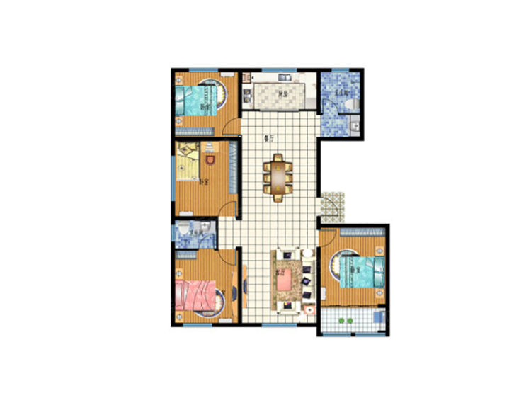 【金都世家_潍坊金都世家楼盘】四居室户型图|4室2厅1厨2卫建面 162m