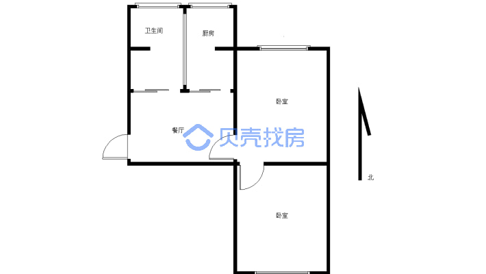 东城二毛二生活区 2室1厅 51.39平米-户型图