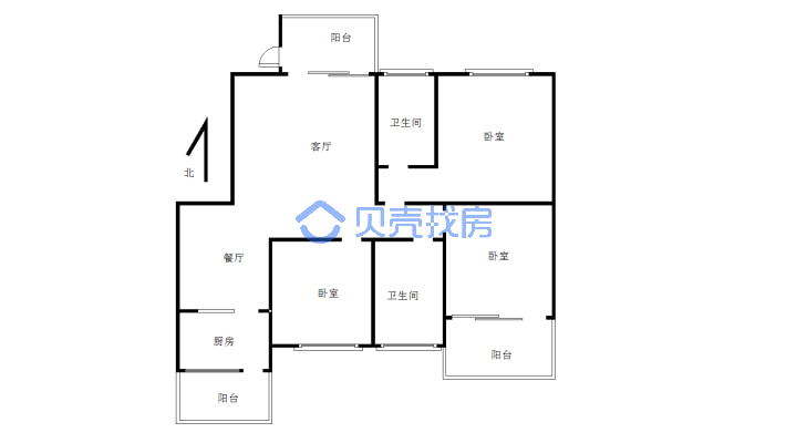 东坝 今日家园  电梯大三房户型方正 采光好-户型图