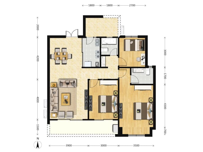 天宝·天鹅湾悦府--建面 123.32m²