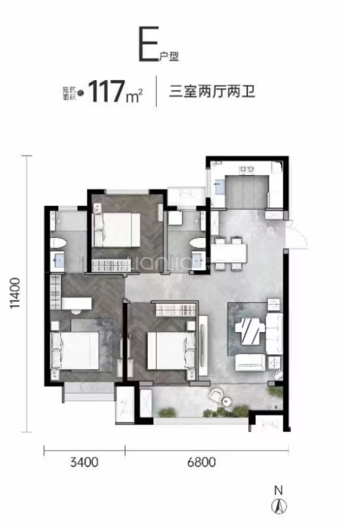 信达雁熙雲著--建面 117m²