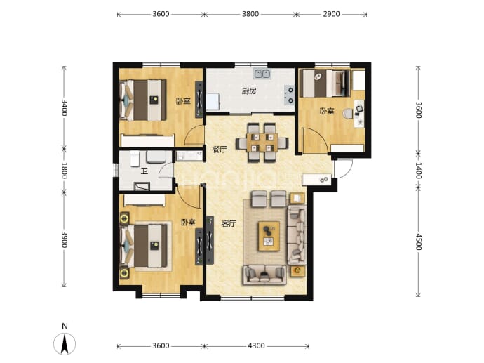 北尚名邸--建面 114.14m²