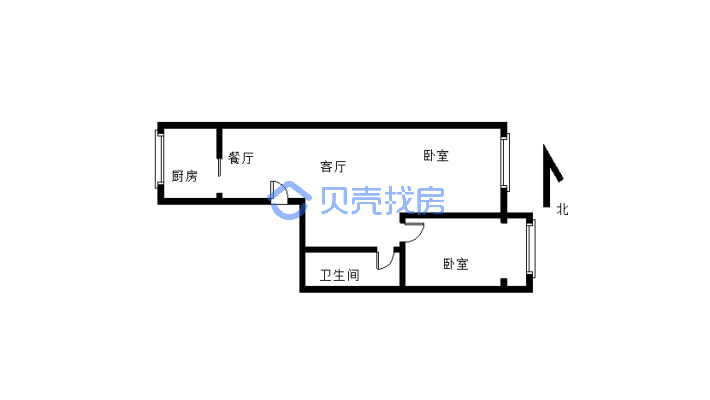 红山区春城家属楼 步梯3楼 通透 两室 看房方便-户型图