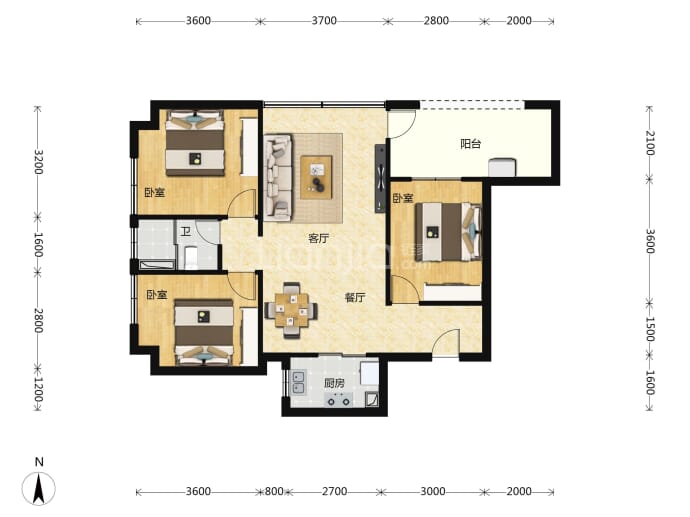 国鹏大厦--建面 95m²