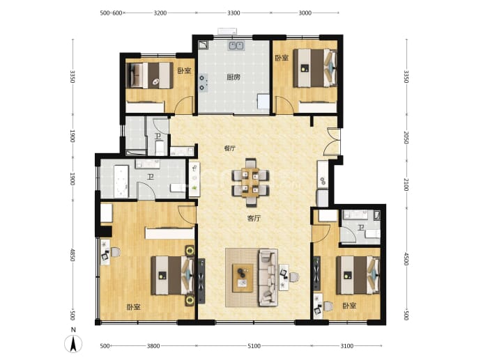 北京建工嘉境里4室2厅3卫户型图