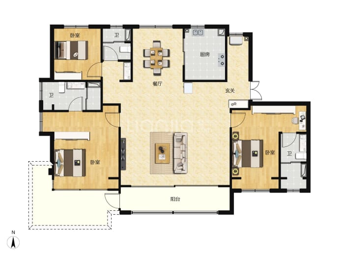 建投滨海云阙3室2厅3卫户型图