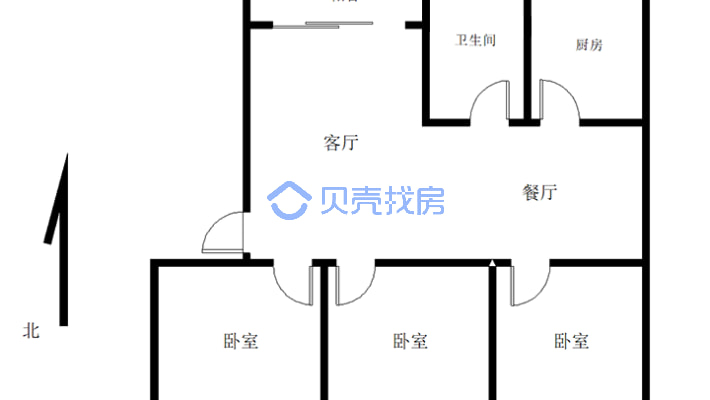 天宏社区5号院，三室两厅一厨一卫，交通便利出行方便-户型图