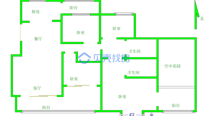 靠昌江实验 临宝龙广场 总高11层洋房的中上楼层-户型图