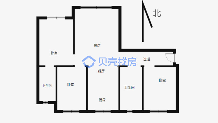 此房位于北京路主轴，南北户型，全明户型-户型图