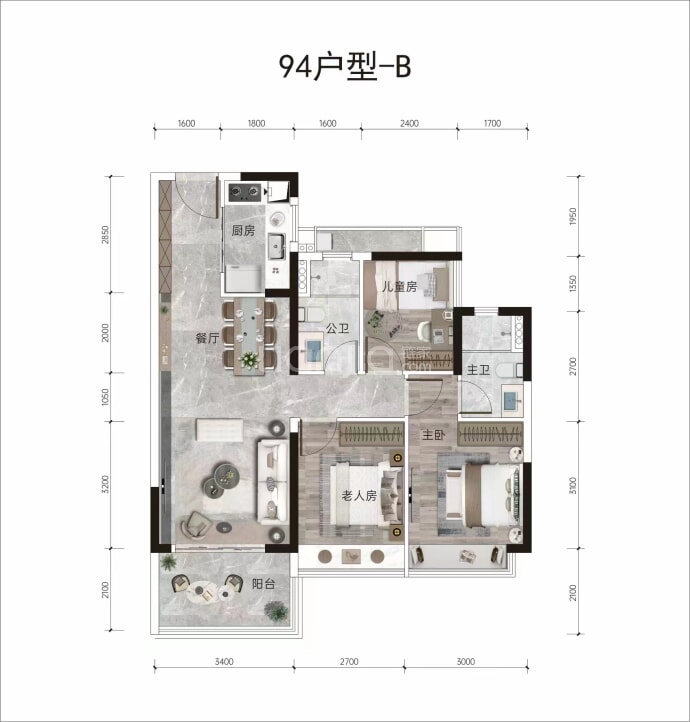 卓越蔚蓝领秀--建面 94m²