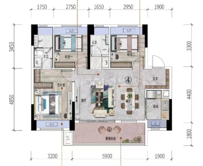 翔顺筠州花园三区--建面 90m²