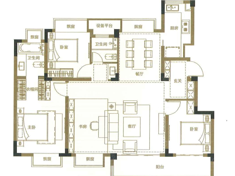 鸿海溪园3室2厅2卫户型图