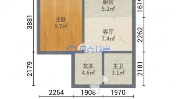 东方明珠 魏风对 精装一居室 有本满二 电梯70年-户型图