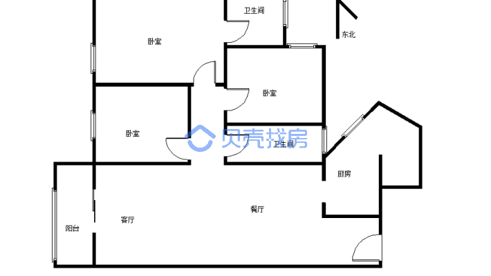 精装3室 有家具家电  拎包入住-户型图