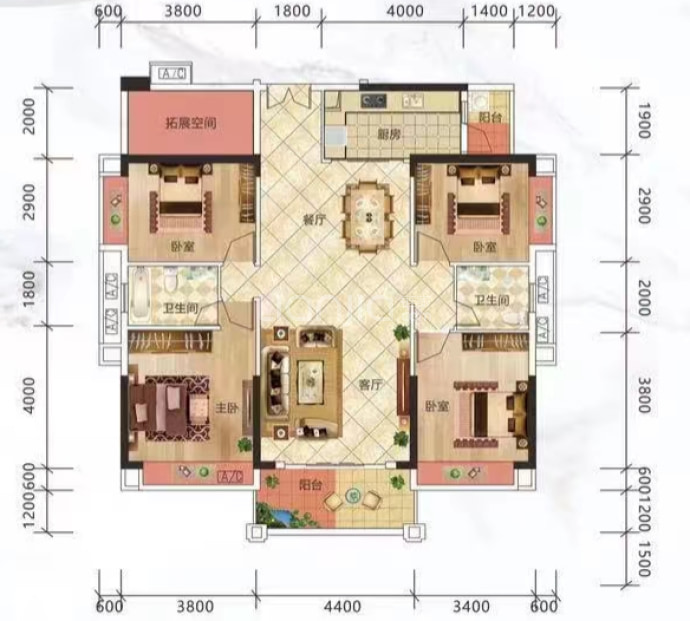 华城钻石花园--建面 143.71m²