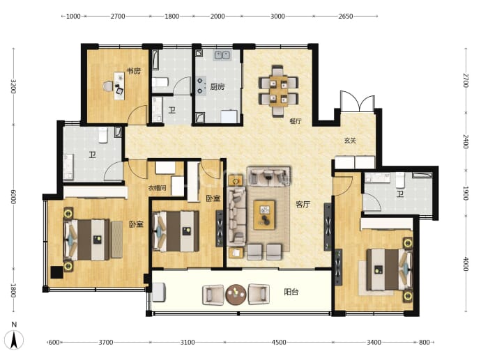 鸿翔天誉府--建面 166m²