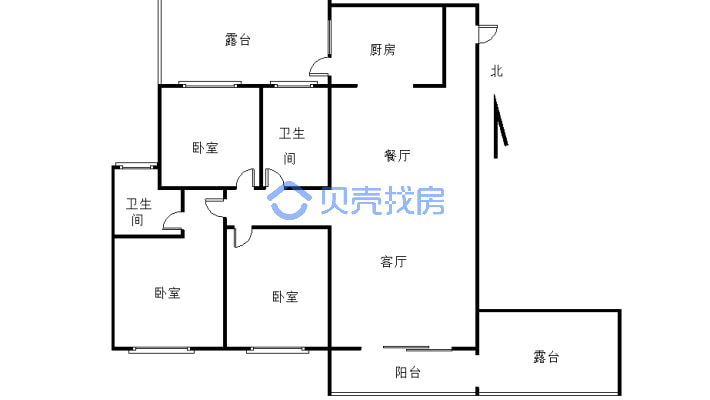 鸿宇时代 3室2厅 东南 南-户型图