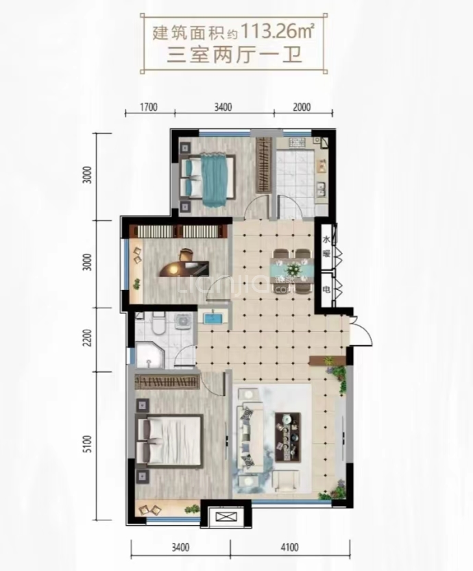 蓝邦海悦府--建面 113.26m²