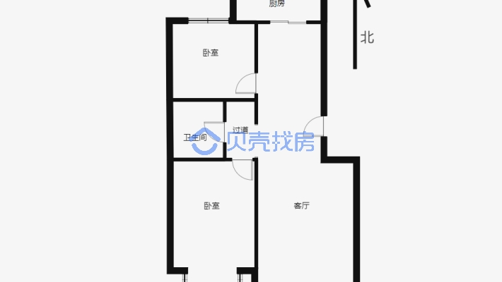 房主急售！新市区北京路地铁口精装两室采光好标准户型-户型图