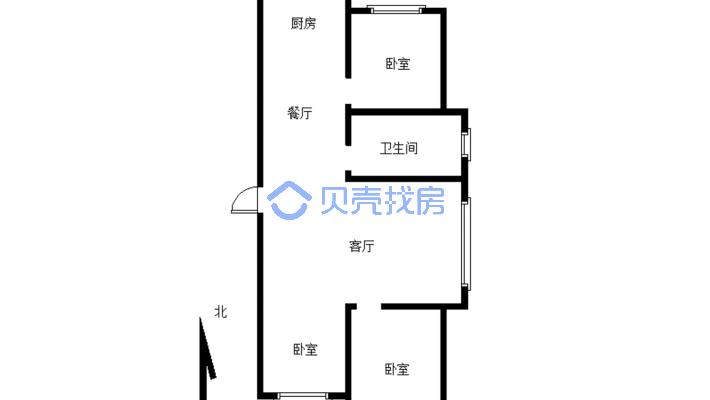 中唐·富山嘉苑 3室1厅 南 北-户型图