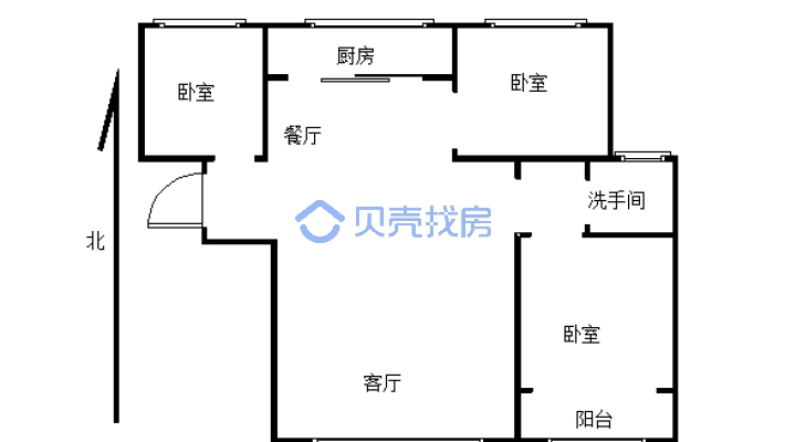 明仁旁边龙城国际简单装修118平三室两厅看房方便-户型图