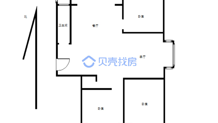 万家灯火  三室两厅一厨一卫   简单装修 随时可以看房-户型图