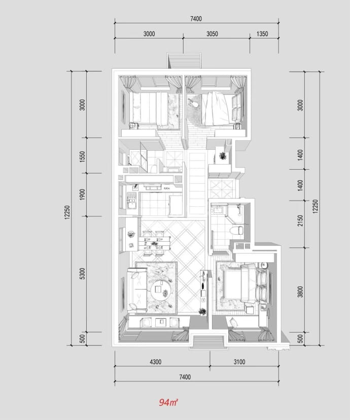 宸悦国际--建面 94m²