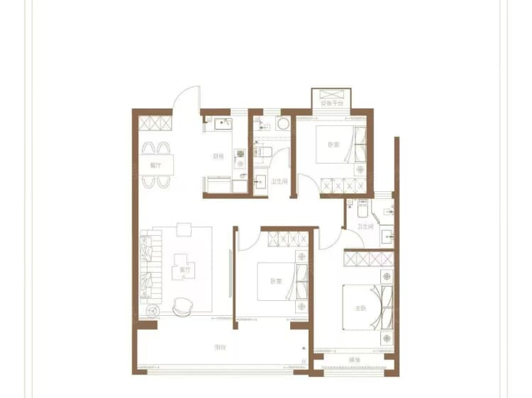日照中心云筑3室2厅2卫户型图