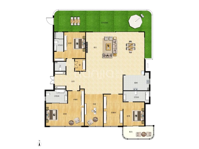 外滩壹号5室2厅5卫户型图