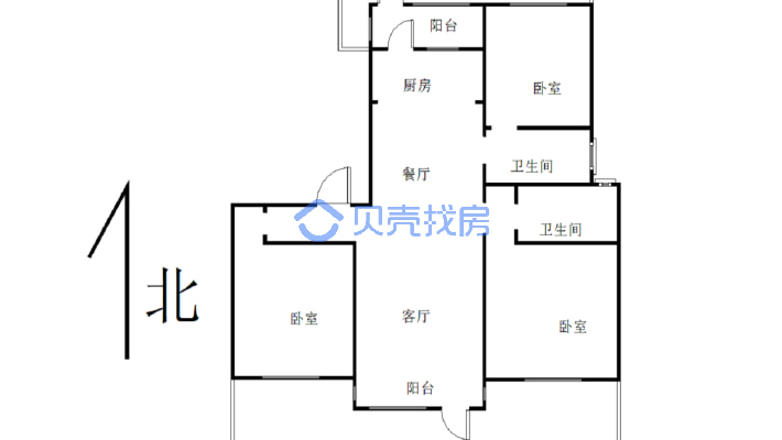 一楼前后院3房大卧室，全天采光户型方正，天玺湾东户-户型图