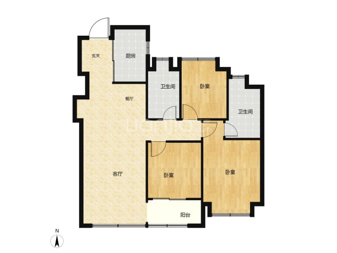 招商四季臻邸3室2厅2卫户型图