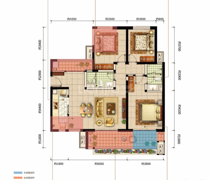俊发滨江俊园3室2厅2卫户型图