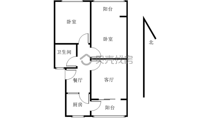农行宿舍，正规2室，步梯高楼层-户型图