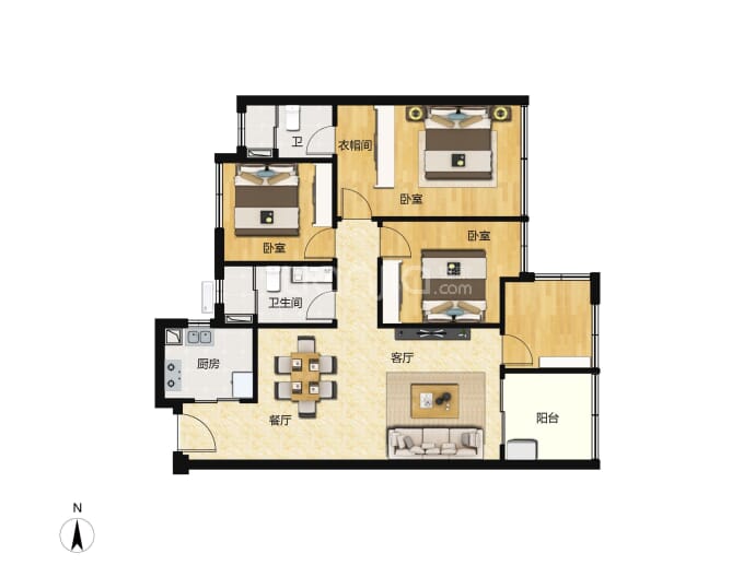 华泓四季嘉园--建面 93.72m²