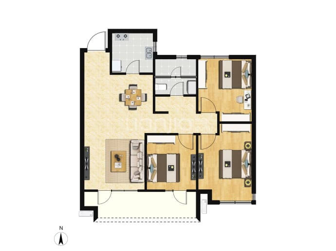 创盟·翰林首府3室2厅1卫户型图
