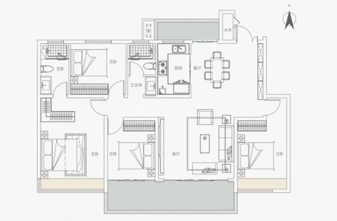 广岳云璟4室2厅2卫户型图