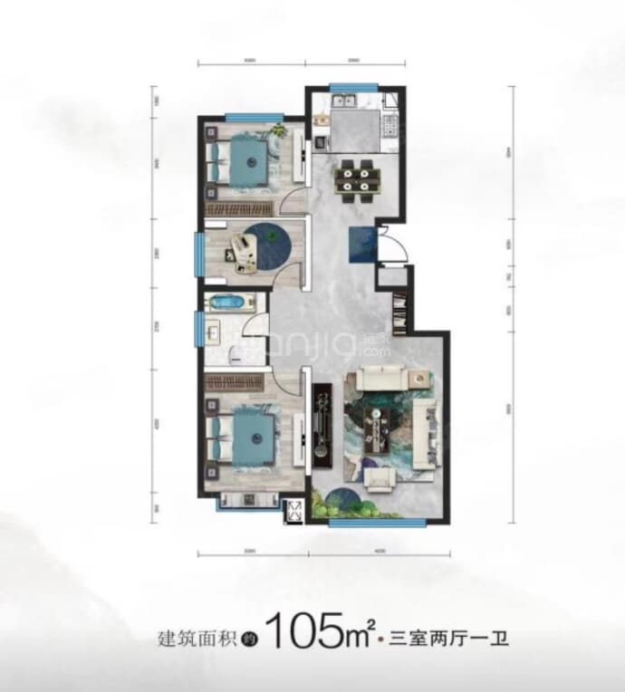丽水湾3室2厅1卫户型图
