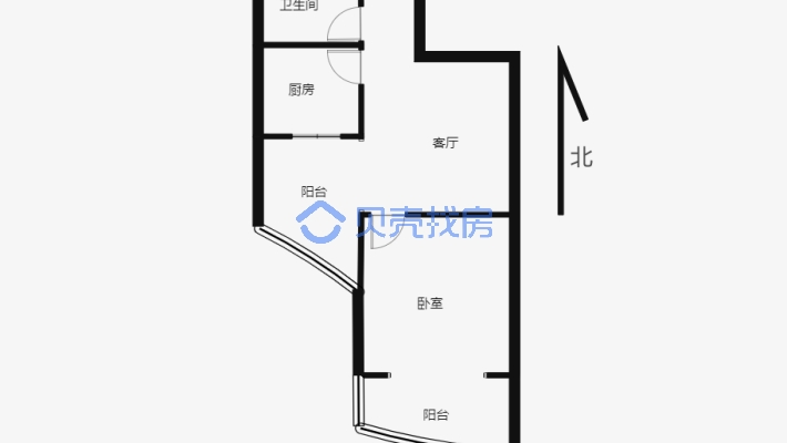 业主急售 长春路万达旁 上海城精装单身公寓-户型图