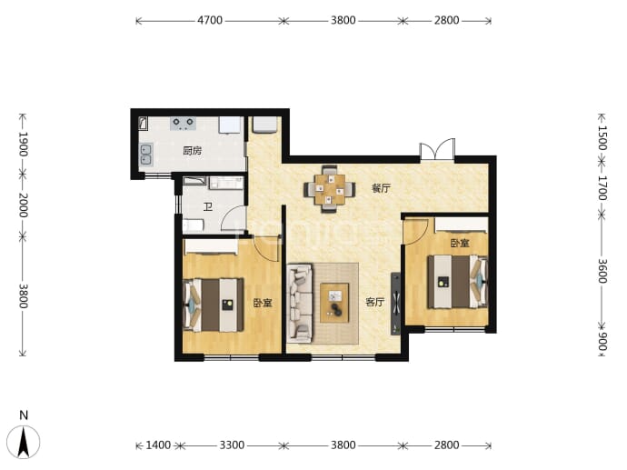 德港·锦绣壹号--建面 87m²