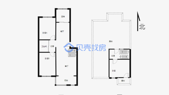 国秀家园复式3室两厅拎包入住南北通透格局-户型图