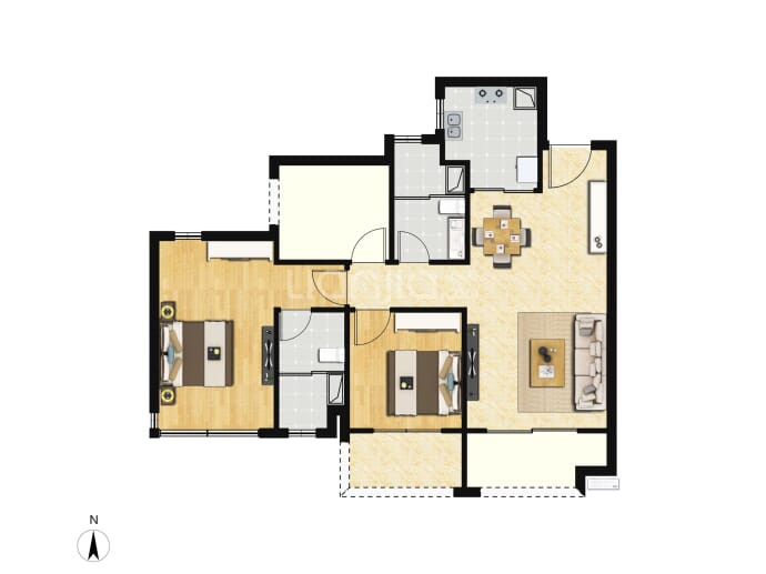 越秀建发珺樾3室2厅2卫户型图