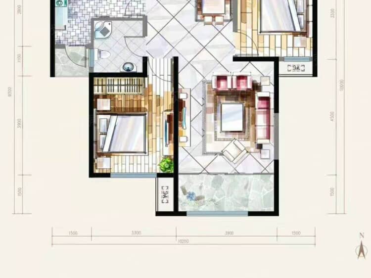 华安紫竹苑2室2厅1卫户型图