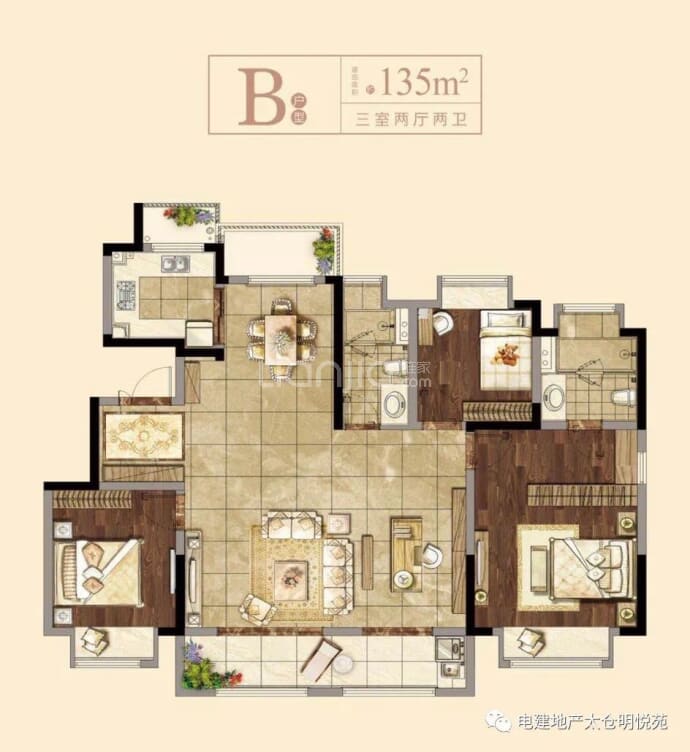 电建明悦苑--建面 135m²