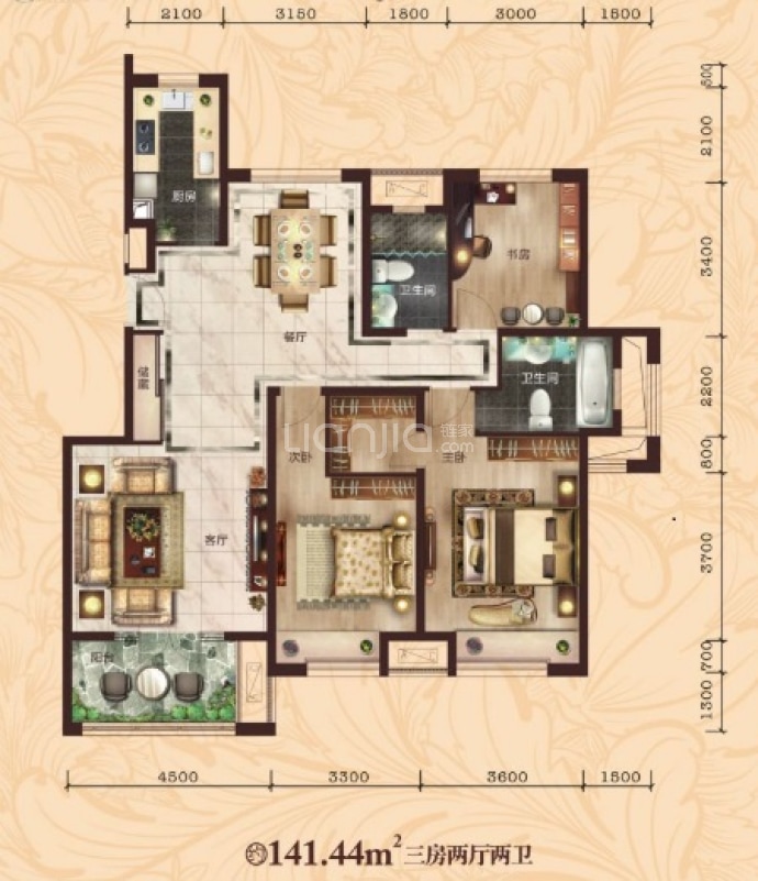 中冶黄石公园--建面 141.44m²