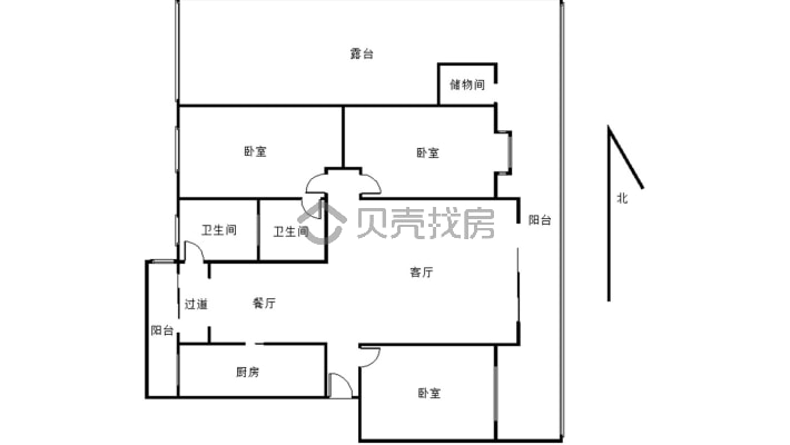 30平大平台城南套三低楼层家具家电全齐拎包入住-户型图