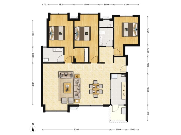 龙润丰锦--建面 128m²