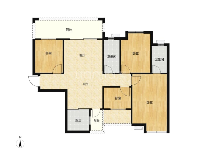 骏达.象山悦4室2厅2卫户型图