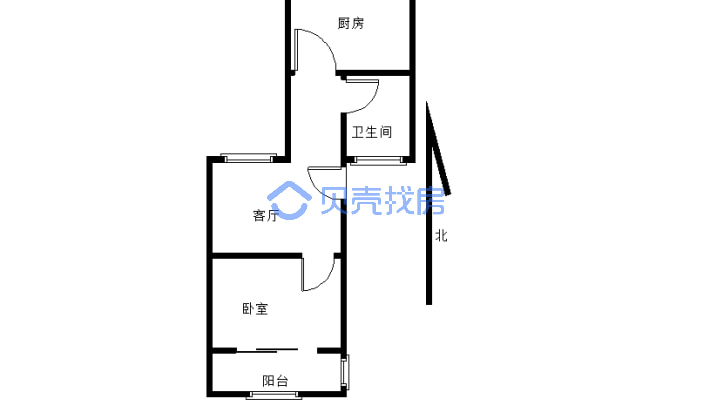 长青社区 1室1厅 南-户型图